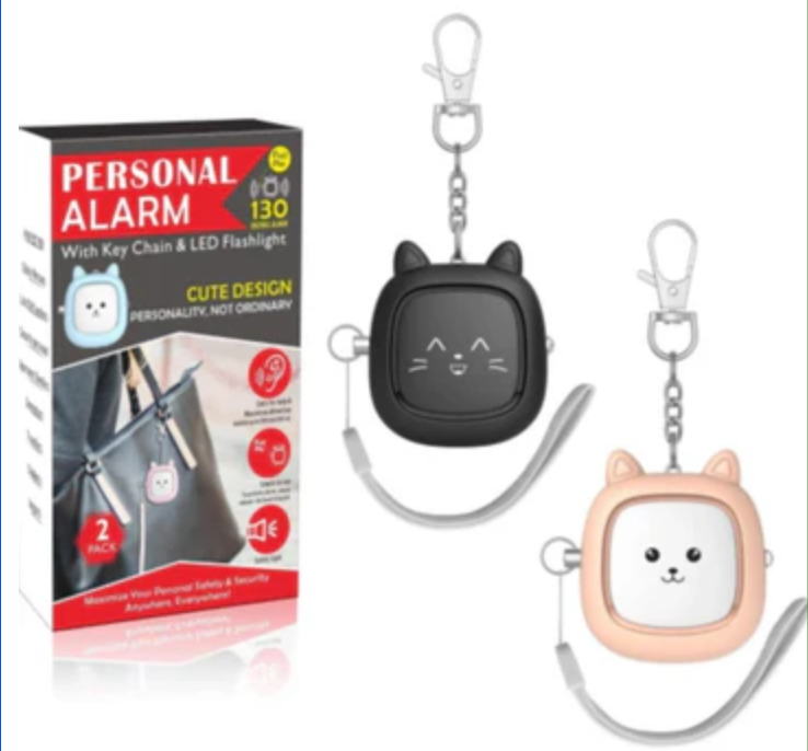 Safe Sound Personal Alarm,2 Pack 130 dB Loud Siren Song Emergency Safety Alarm Keychain with LED Light, Self Defense Siren - Safety Alarm for Women, Men, Children,Elderly (Black/Soft Pink)