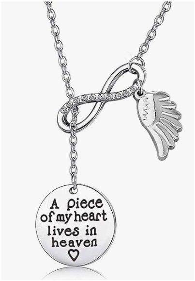 Memorial Jewelry Sympathy Gift A Piece of My Heart Lives In Heaven Lariat Y Necklace Loss Jewelry Gift