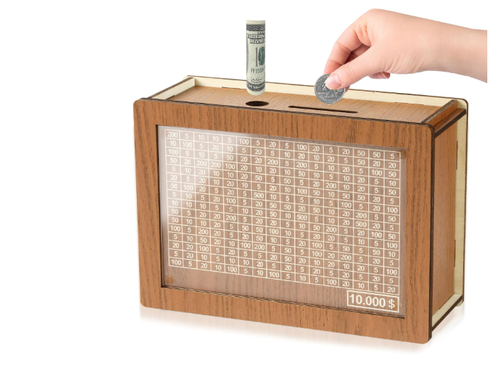 10000 Savings Challenge Box, Cashbox Kakeibo Money Box, Cash Vault Wooden Savings Box 10,000 Dollar, Wooden Coin Digital Piggy Bank, Wooden Money Save Box 10k Smash, Caja De Ahorros 10000, Money Saver