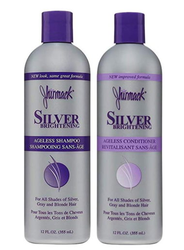 Jhirmack Silver Brightening Purple Shampoo and Conditioner Set for all types of silver, grey, and blonde hair