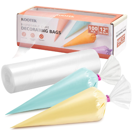 Kootek 12" Piping Bags (100Pcs), Disposable Pastry Bags Anti Burst Icing Frosting Bag Thick Cake Decorating Bags for Cookie, Cupcake, Candy, Baking...