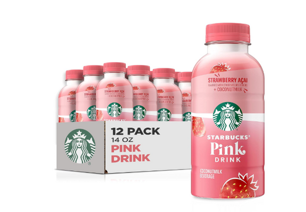 Starbucks Pink Drink, Strawberry Acai with Coconut Milk, 14oz Bottles (12 Pack)