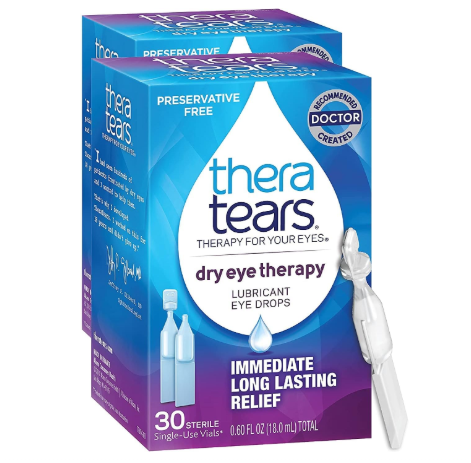 TheraTears Dry Eye Therapy Eye Drops for Dry Eyes, Preservative Free, 30 Vials, 2 Pack