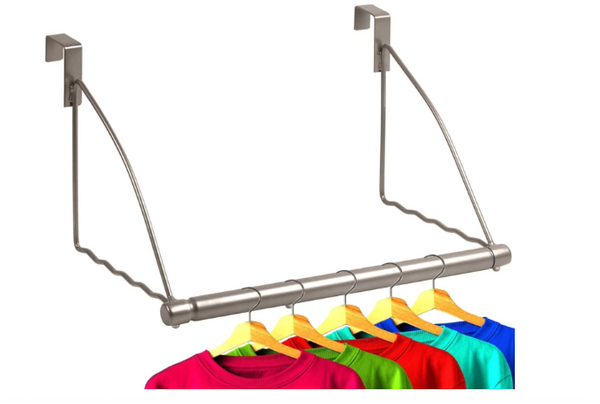 HOLDN’ STORAGE Over The Door Hanger - Door Rack Hangers for Clothes - Bathroom Over Door Hanger for Hanging Clothes & Towels - Over The Door Clothes Drying Rack, Gray