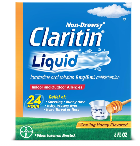 Claritin New Cooling Honey Flavored Liquid, 24hr Non-Drowsy Allergy Medicine for Adults — Instantly Soothing Liquid for Relief of Sneezing, Runny Nose,...