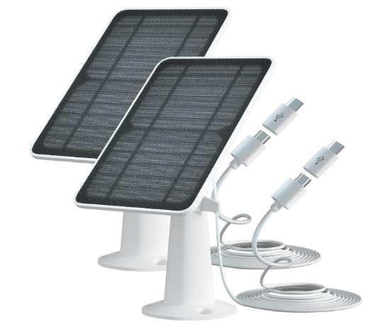 Solar Panel Charger Compatible with Eufycam 3/3C/2C/2C Pro/E40/E20/2/2 Pro/E/L20/L40/Solo/SoloCam Spotlight, 5W Solar Panel for Eufy Camera, Micro USB &...