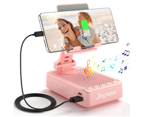Joymate Gifts for Women Girls, Bluetooth Speaker Phone Stand with Charging Function 360° Rotable Adjustable Cell Phone Holder with HD Surround Sound for...