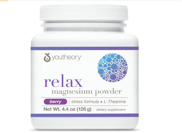 Youtheory Relax Magnesium Powder - Vegan Stress Relief Supplement with L-Theanine & GABA* - Supports Relaxation* - Dairy, Soy & Gluten Free - Berry, 4.4 oz