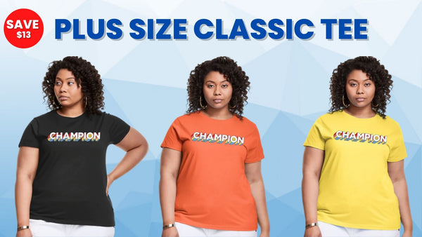 SAVE $13 PLUS SIZE CLASSIC TEE, RAINBOW BLOCK LOGO