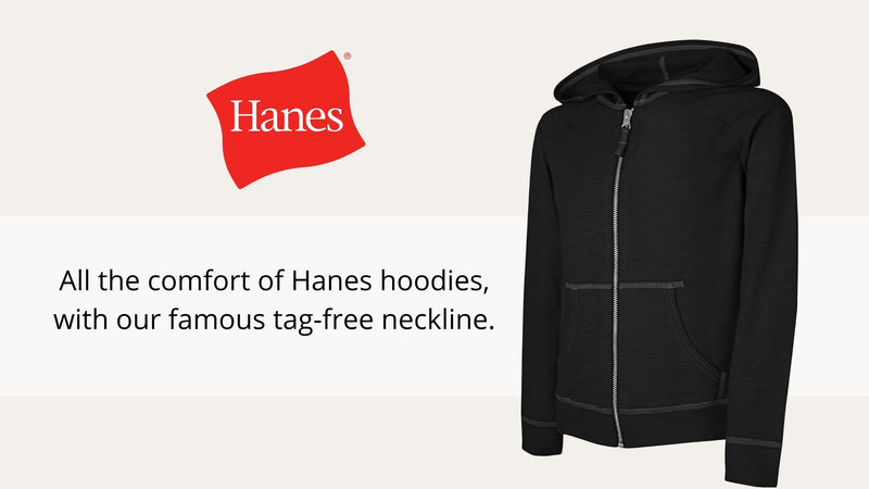 Hanes Girls' Slub Jersey Full-Zip Hoodie