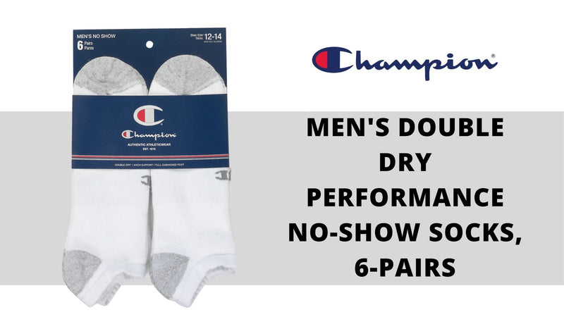 MEN'S DOUBLE DRY PERFORMANCE NO-SHOW SOCKS, 6-PAIRS