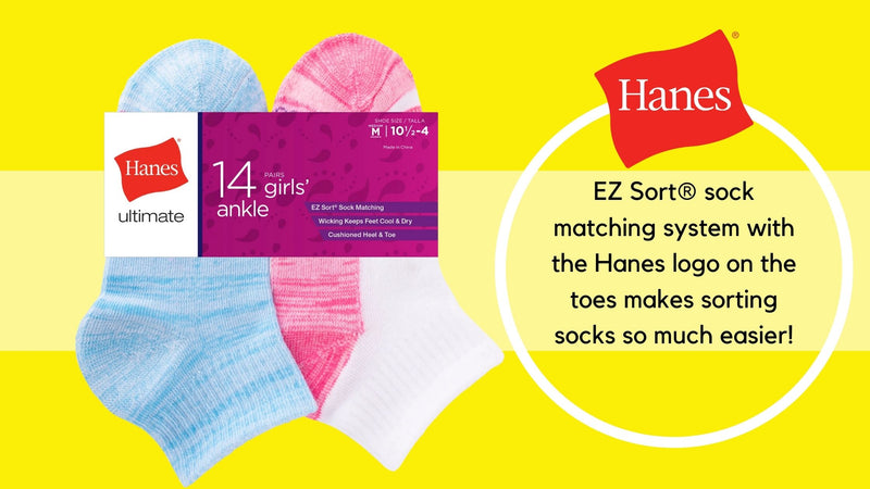 Hanes Ultimate® Girls' Cool Comfort Ankle Socks 14-Pack