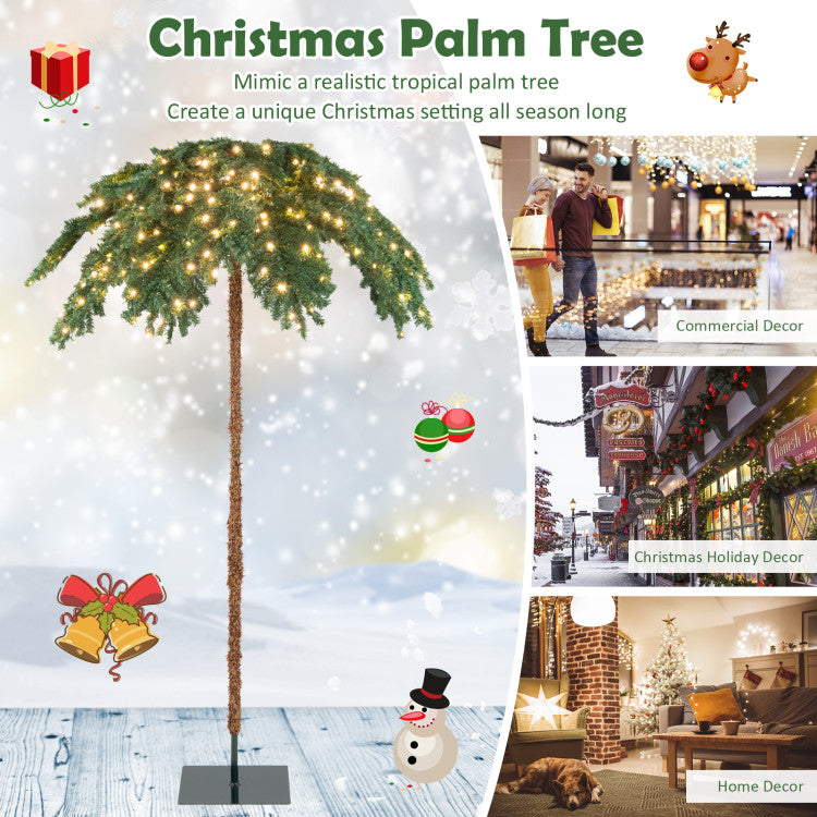 49% OFF On Sale | 6 Feet Pre-Lit Xmas Palm Artificial Tree with 250 Warm-White LED Lights