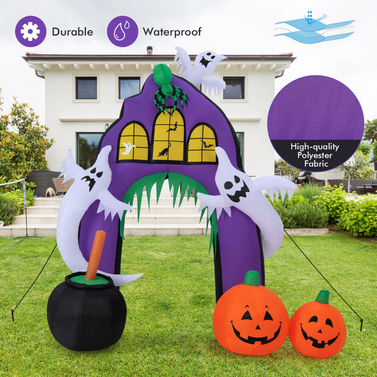 21% OFF On Sale | 9 Feet Tall Halloween Inflatable Castle Archway Decor with Spider Ghosts and Built-in