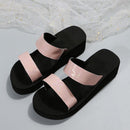 Women's Platform Wedge Sandals Open Toe Double Strap Slides Shoes with Arch Support Womens Summer Casual Slip-On Beach Sandals