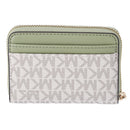 Michael Kors Jet Set Medium Zip Around Card Case Wallet Vanilla MK Light Sage