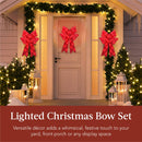Set of 3 Pre-Lit Christmas Bows, Indoor/Outdoor LED Holiday Decor w/ 8 Light
