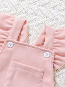 Baby Girl Clothes Infant Ruffle Flying Sleeve Corduroy Romper Bodysuit Overalls Outfits Headband