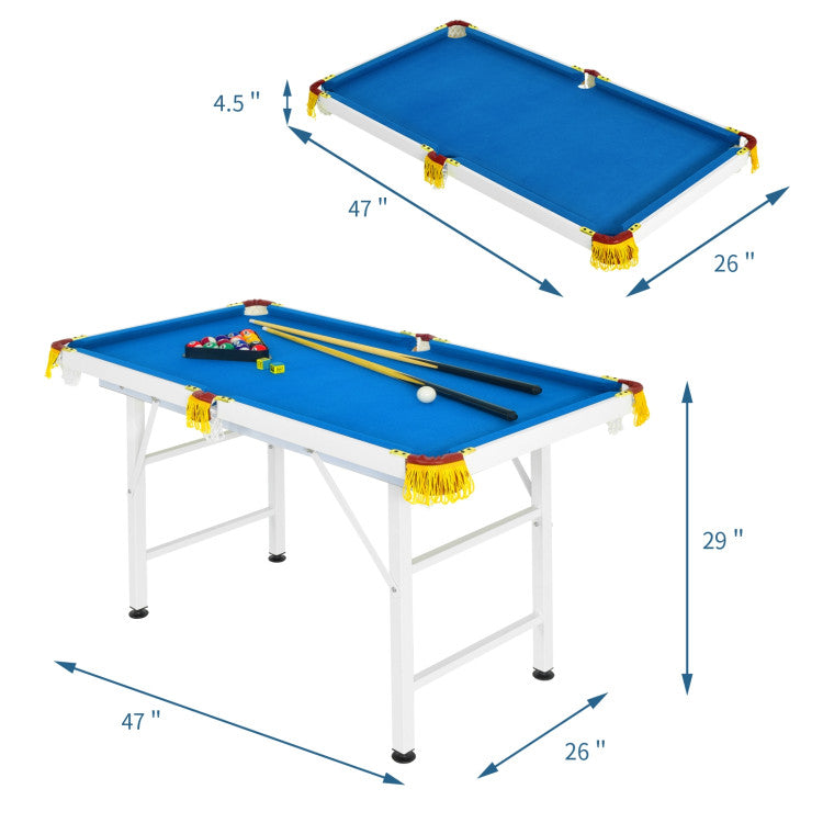 47 Inch Folding Billiard Table with Cues and Brush Chalk