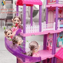 Freecat 36 inch Dollhouse with Slide,Dolls and 11 Rooms,Creative Dollhouse Toys Gift
