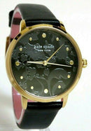 KATE SPADE METRO FLORAL WOMEN'S BLACK LEATHER GOLD TONE STAINLESS WATCHKSW1672