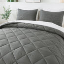 JML 3 Pieces Dark Gray Queen Comforter Set, Soft Microfiber Bedding Set With 1 Comforter and 2 Pillow Cases Suit for All Seasons