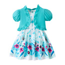 PatPat Floral Girl Dress Toddler Girl Clothes 2pcs Kid Sleeveless Dress and Short Sleeve Ruffled Cardigan Outfits Set, Mintblue, 2 Years