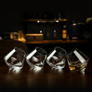 Old Fashioned Whiskey Tumblers, MyGift Set of 4 Tilted Crystal Scotch & Bourbon Glasses in Gift Box
