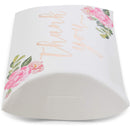 Wedding Pillow Boxes, Rose Gold Foil Thank You Party Favors (5.15 x 1.35 In, 100 Pack)