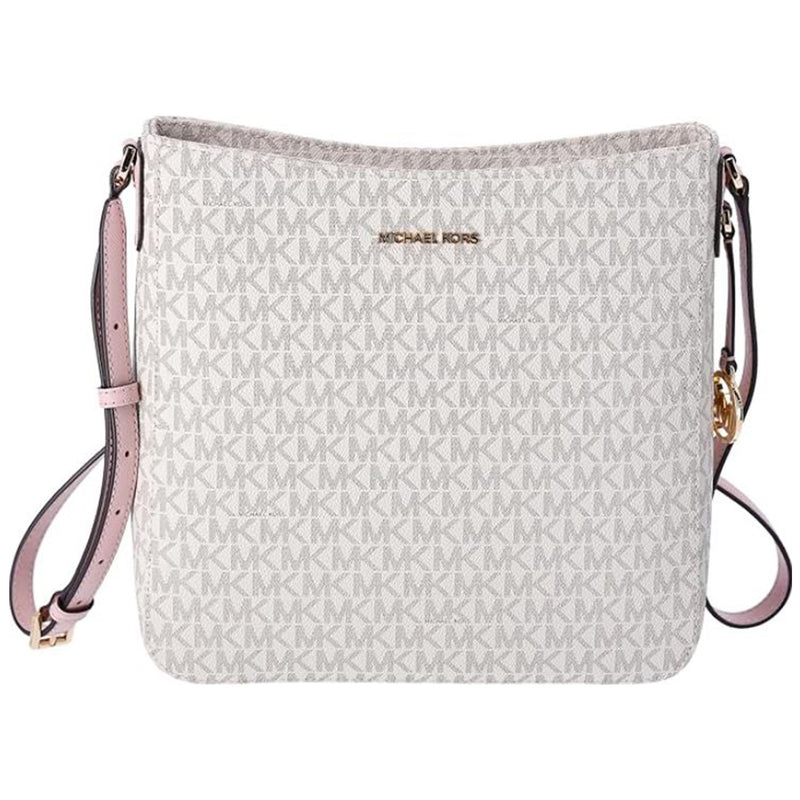 Michael Kors Women's Jet Set Large Messenger Crossbody Bag- Vanilla / Powder Blush