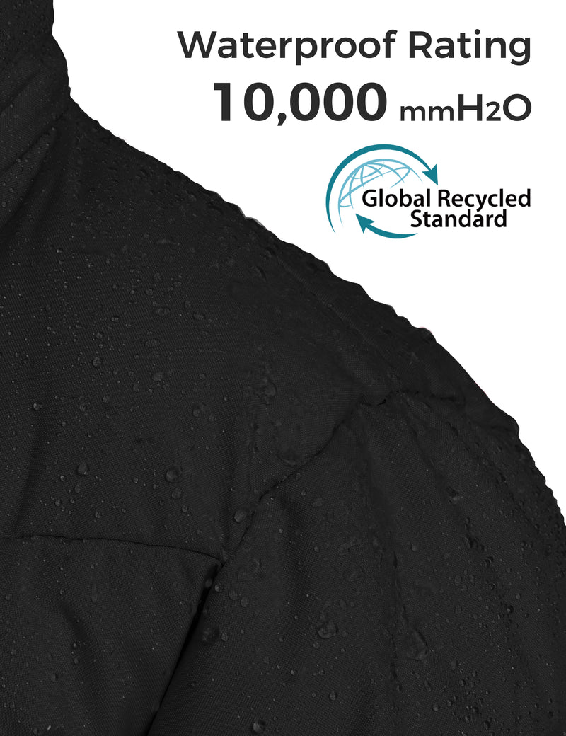 Wantdo Women's Plus Size Recycled Winter Coat Warm Winter Jacket Waterproof Puffer Jacket with Hood Black 4XL