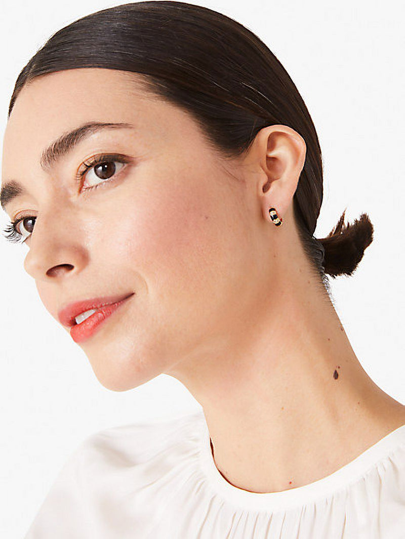Kate Spade New York Earrings Rare Form Striped Huggies in Black