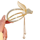 Litie Rhinestones Tassel Hairpin,Faux Pearl Fairy Fish Tail Flower Butterflies Hair Clip