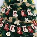 Merry Christmas Burlap Banner, Burlap and Buffalo Plaid Tree Shaped Decorations