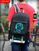 Ficcug Luminous School Bags Backpacks,16" Laptop Backpack with USB Charge Port, Teens,Black