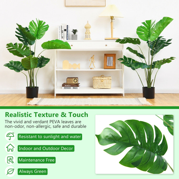 2 Pack Artificial Monstera Deliciosa Tree with 10 Leaves of Different Sizes