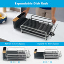 Aluminum Expandable Dish Drying Rack with Drainboard and Rotatable Drainage Spout