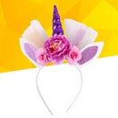 Glitter Unicorn Horn Headband Hair Flowers Animal Ears Headdress Headpiece for Party