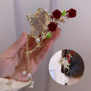 Shining Rhinestone Rose Flower Embellishment Large Hair Claw Hair Accessories