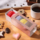 PKGSMART 30 Macaron Gift Boxes for 4 or 5, Rose Gold Macaron Boxes with Clear Window, 4.8x1.9x1.9 inches