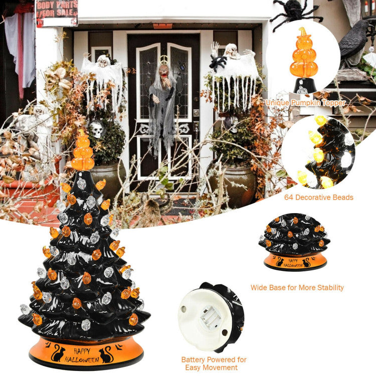 15 Inch Pre-Lit Ceramic Hand-Painted Tabletop Halloween Tree