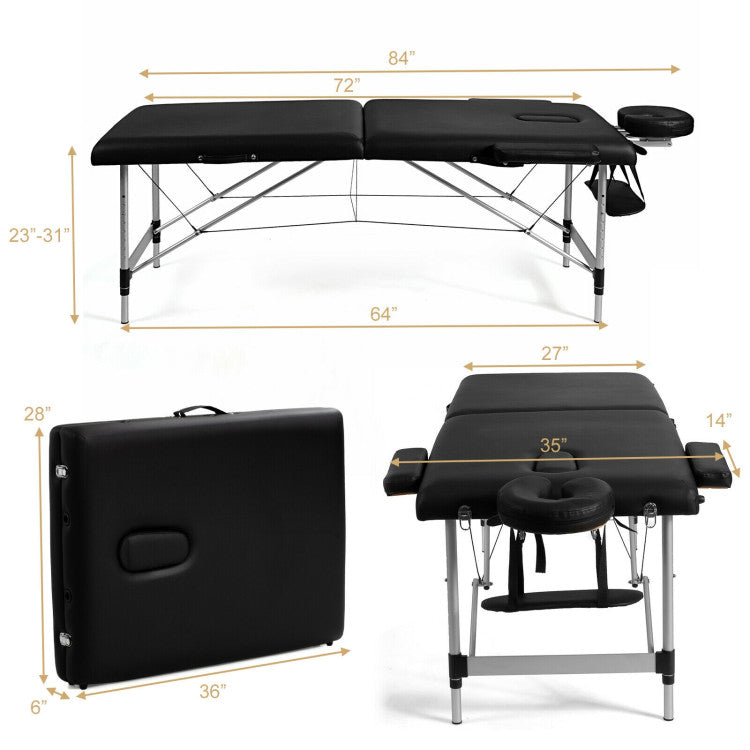 84 Inch L Portable Adjustable Massage Bed with Carry Case for Facial Salon Spa