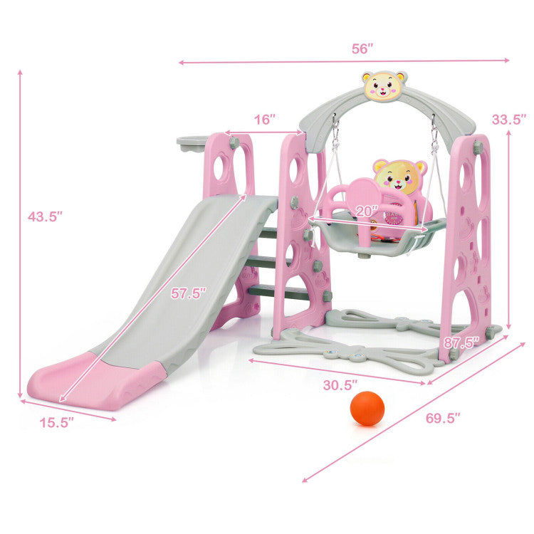 3-in-1 Toddler Climber and Swing Set Slide Playset