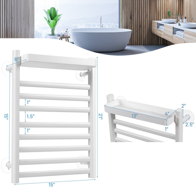 110W Electric Heated Towel Rack with Top Tray for Bathroom and Kitchen