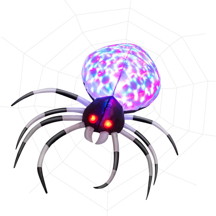 3.5 Feet Wall Halloween Inflatable Spider with Multi-Color Lights and Built-In Blower