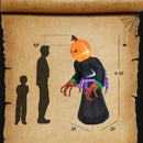 6.5 Feet Inflatable Halloween Warlock with Pumpkin Head Blow-up Pumpkin Reaper