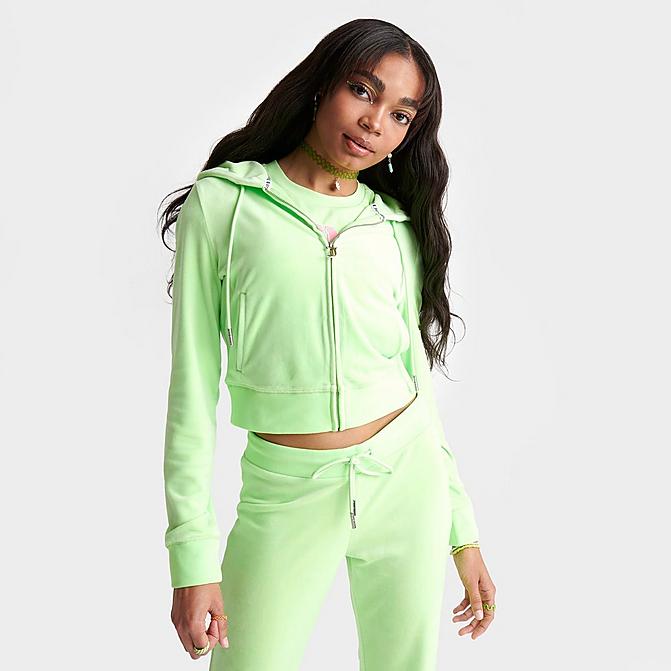 WOMEN'S JUICY COUTURE OG BIG BLING VELOUR ZIP-UP HOODIE