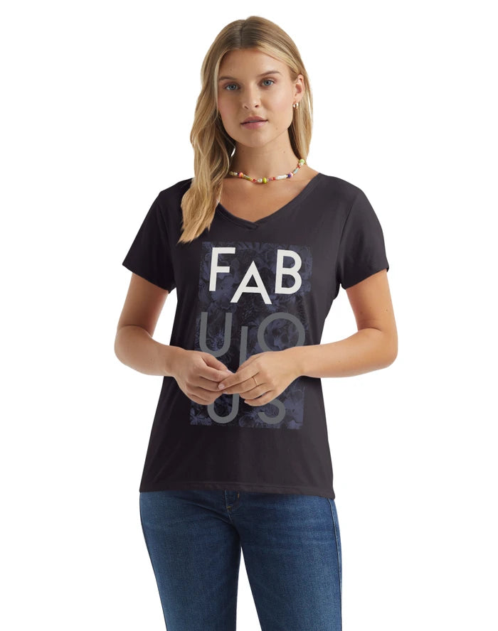 Hanes Women's V-Neck Graphic T-Shirt, Fabulous