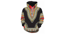 HTHCHENG Unisex Dashiki Hoodie 3D Print African Ethnic Long Sleeve Pullover Sweatshirt(black, 2XL)
