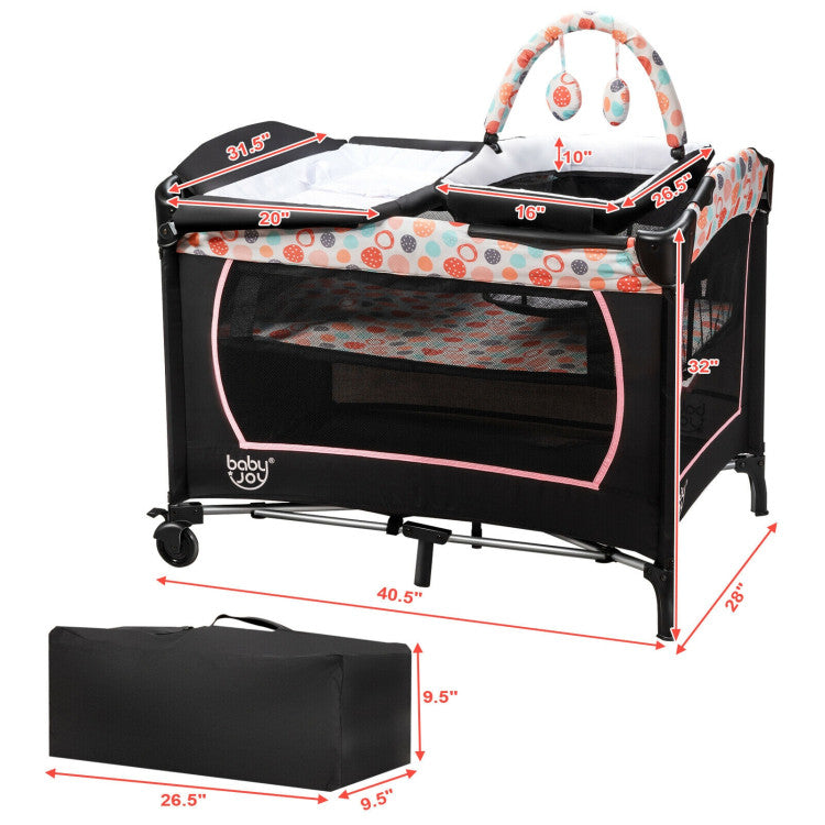 4-in-1 Convertible Portable Baby Playard with Changing Station